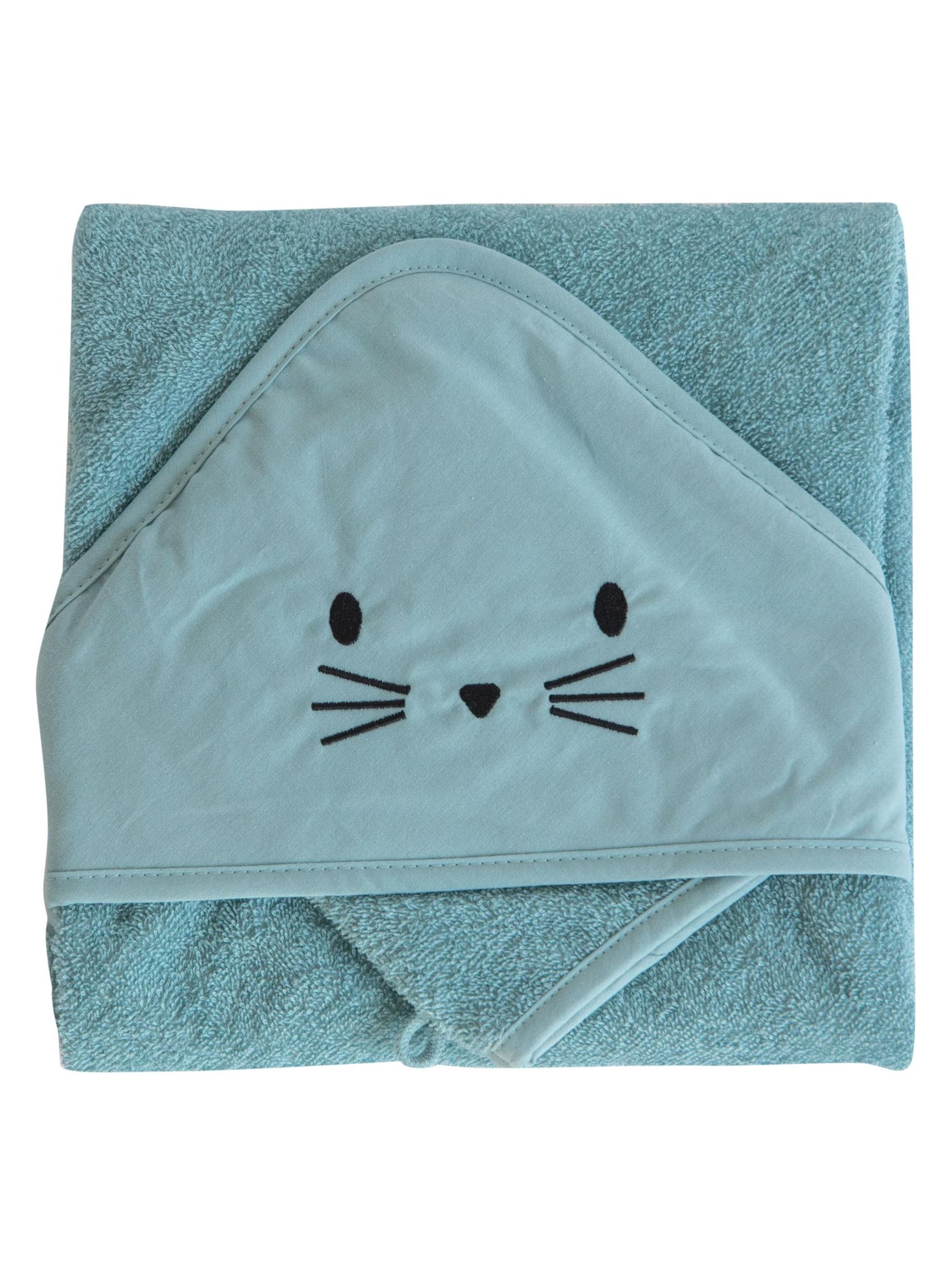 Set De Bain Bébé Kinousses - Serviette à Capuche + Gant, 70x70 Cm, Motif Poissons, éponge Douce - 7