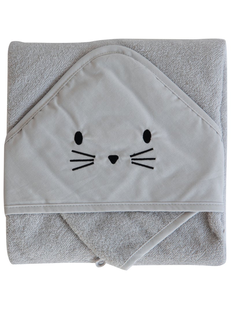 Set sortie de bain et gant lapin Gris perle - Kiabi