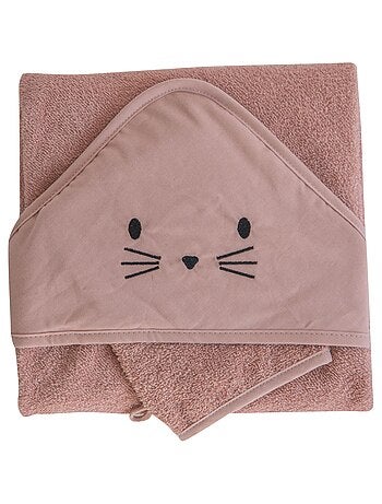 Set sortie de bain et gant lapin