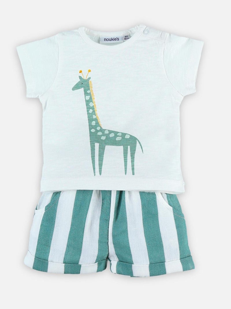 Set t-shirt et short en coton Noukie's Vert - Kiabi