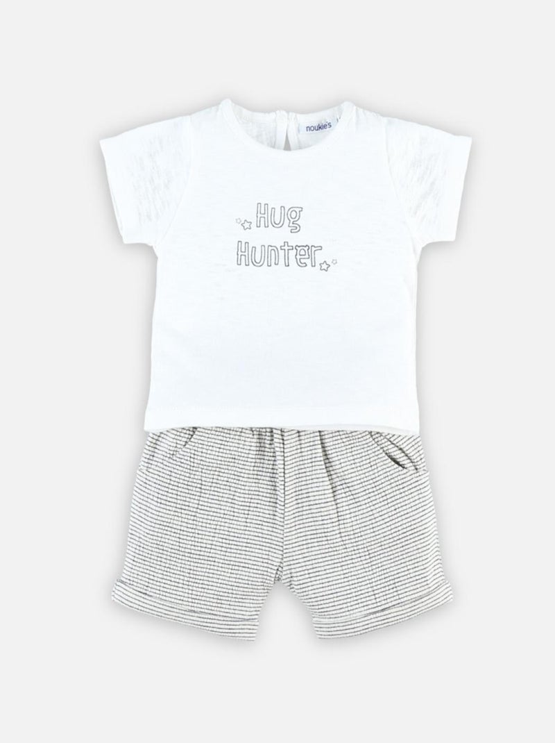 Set t-shirt et short rayé en coton - Noukie's Bleu - Kiabi