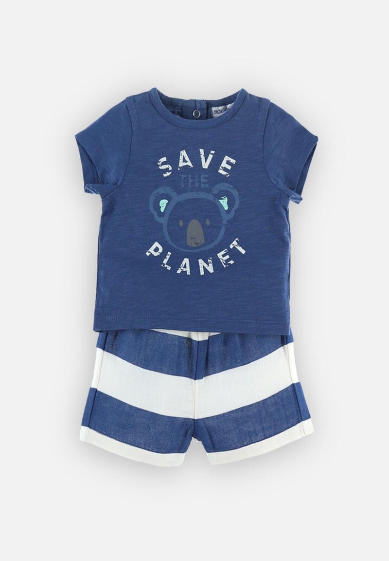 Set t-shirt + short en coton BIO, - Noukie's Bleu - Kiabi