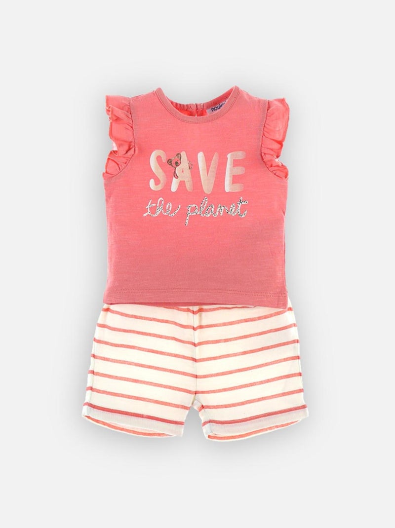 Set t-shirt + short en coton BIO, Noukie's Rose - Kiabi