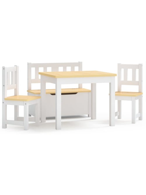 Set table, chaises et banc de rangement enfant 4 pièces en mdf - vidaxl - Kiabi