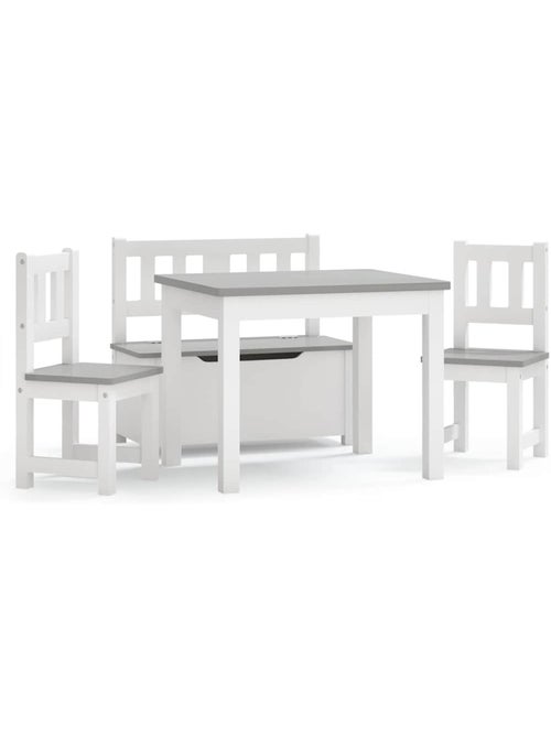 Set table, chaises et banc de rangement enfant 4 pièces en mdf - vidaxl - Kiabi