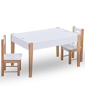Set table et 2 chaises enfant plateau ardoise avec rangement vidaxl