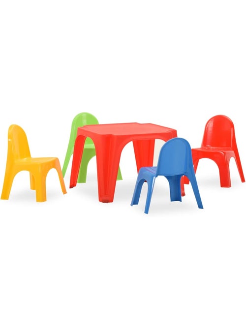 Set table et 4 chaises enfant en polypropylène multicolore vidaxl - Kiabi