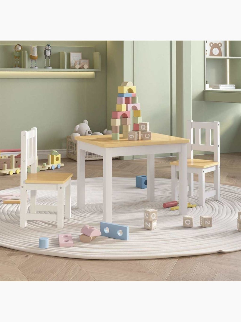 Set table et chaises enfant 3 pièces en mdf design moderne - vidaxl Blanc Beige - Kiabi