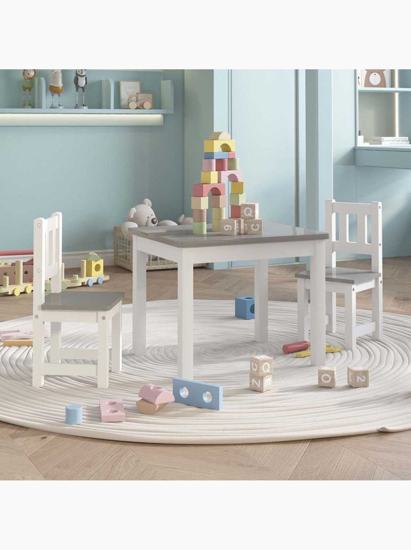 Set table et chaises enfant 3 pièces en mdf design moderne - vidaxl Blanc Gris - Kiabi