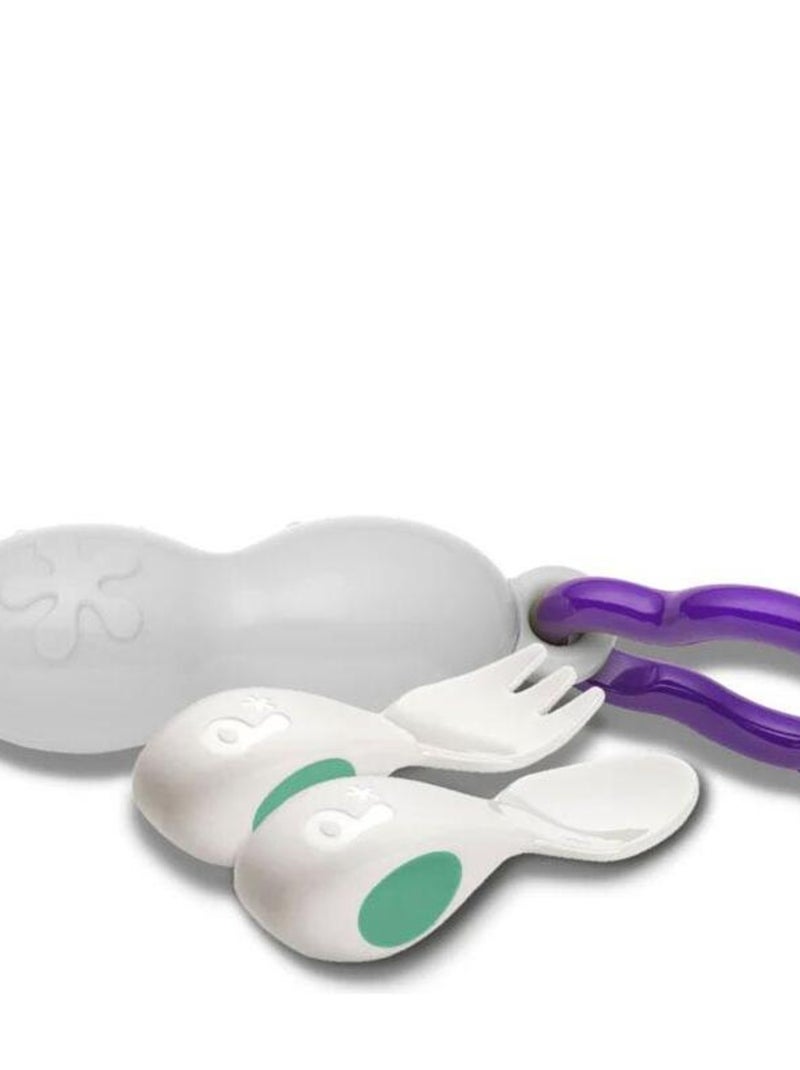 Set voyage de 2 couverts ergonomiques pour bébé Aqua Vert - Kiabi