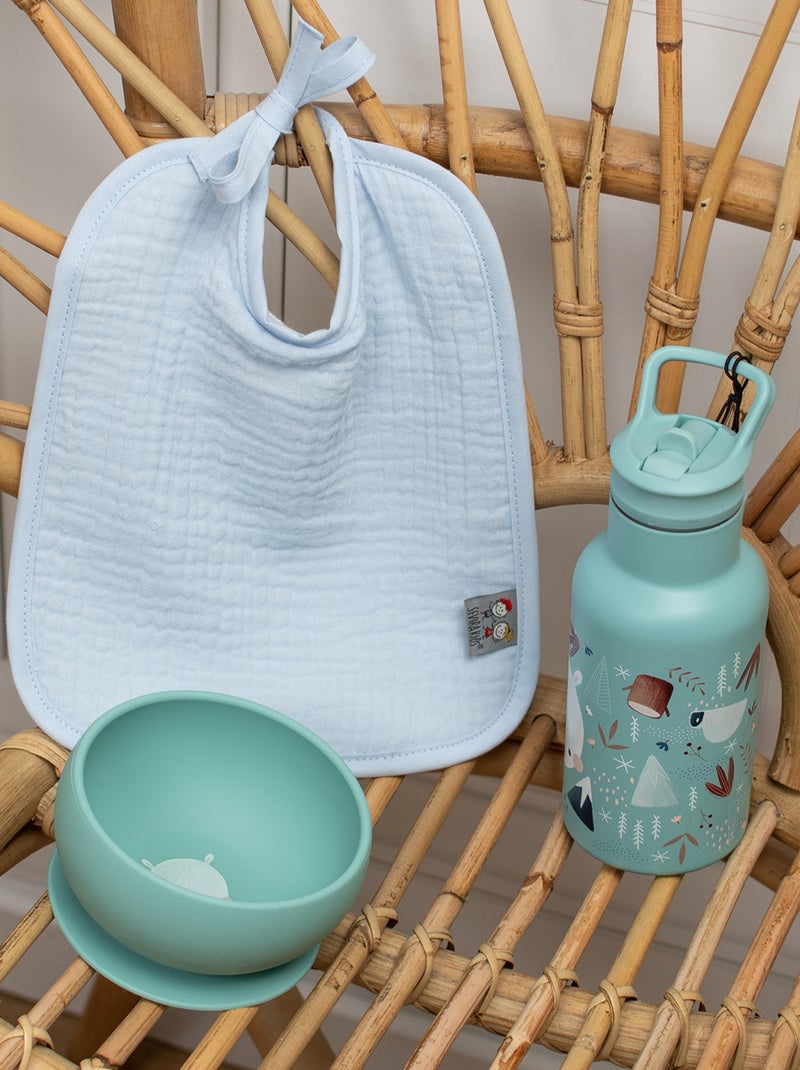 SEVIRA KIDS | Bavoir à nouer en gaze de coton Jeanne Bleu - Kiabi