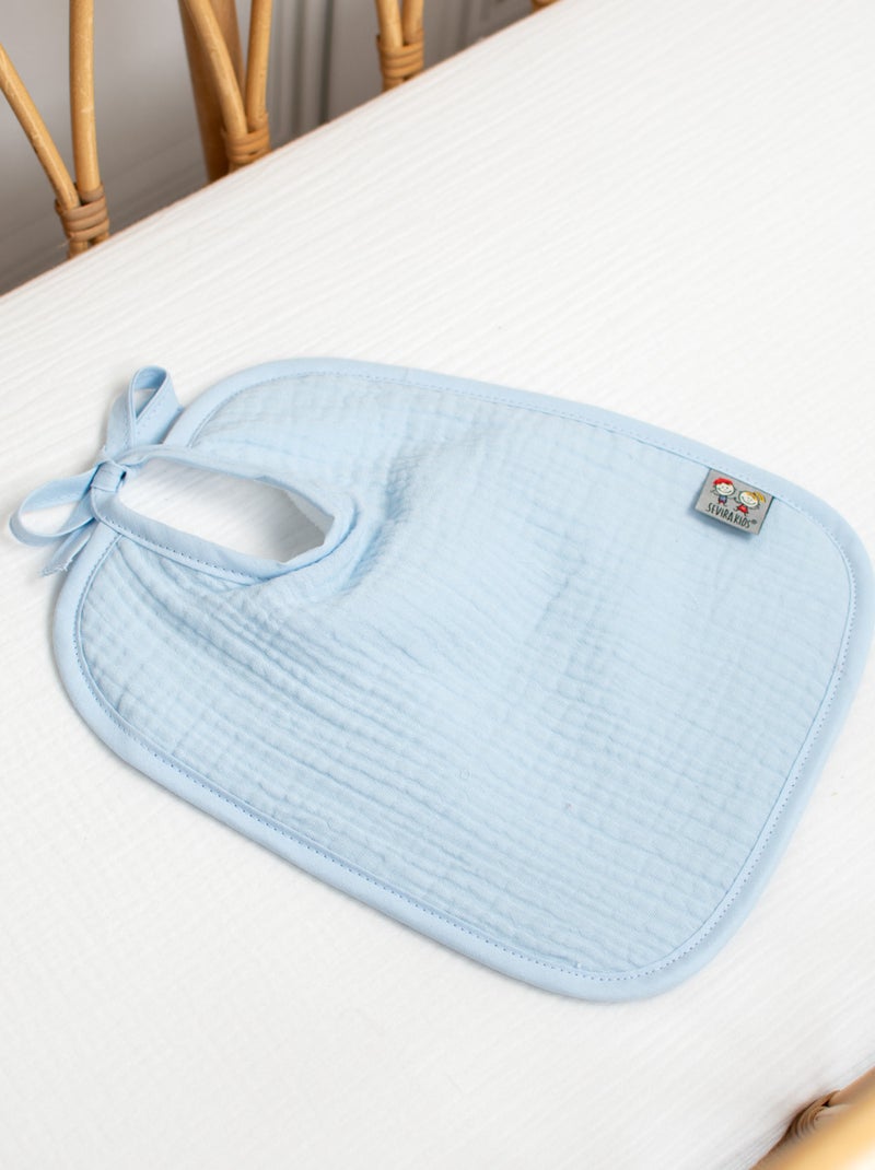 SEVIRA KIDS | Bavoir à nouer en gaze de coton Jeanne Bleu - Kiabi