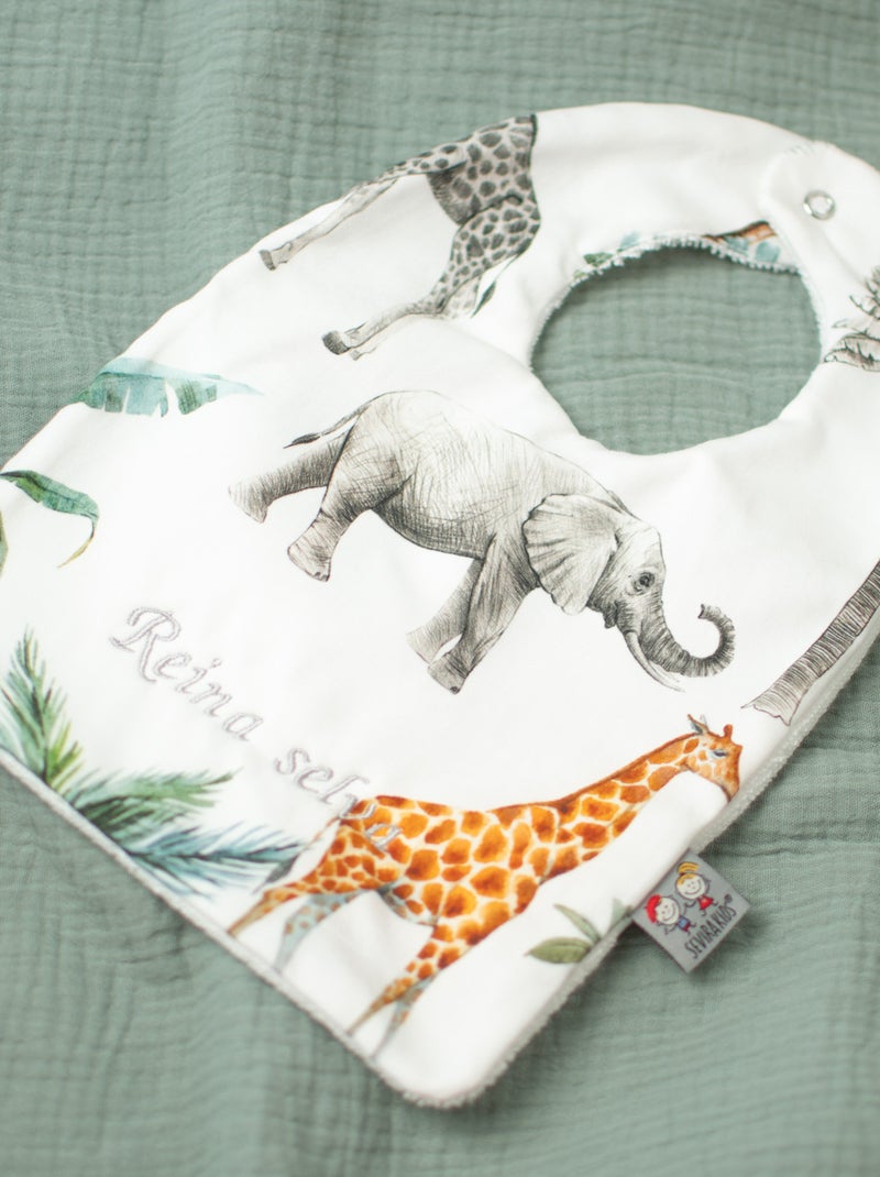 SEVIRA KIDS | Bavoir en coton Safari Blanc - Kiabi