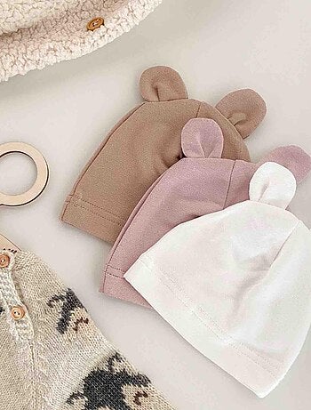 SEVIRA KIDS | Bonnet ourson bébé en bambou Uni