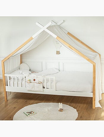 SEVIRA KIDS | Ciel de lit cabane toile en double gaze pois dorés 420 x 130 cm
