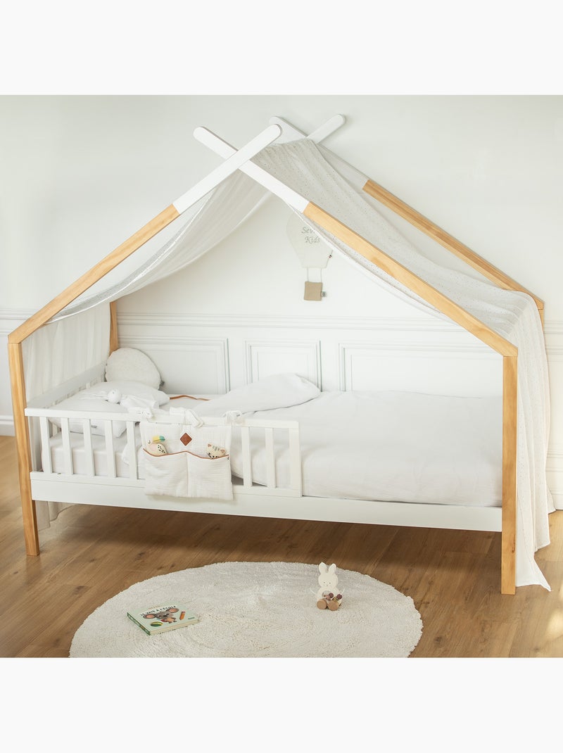 SEVIRA KIDS | Ciel de lit cabane toile en double gaze pois dorés 420 x 130 cm Blanc Doré - Kiabi
