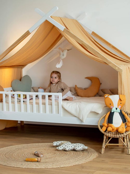 SEVIRA KIDS | Ciel de lit cabane toile en double gaze pois dorés 420 x 130 cm - Kiabi