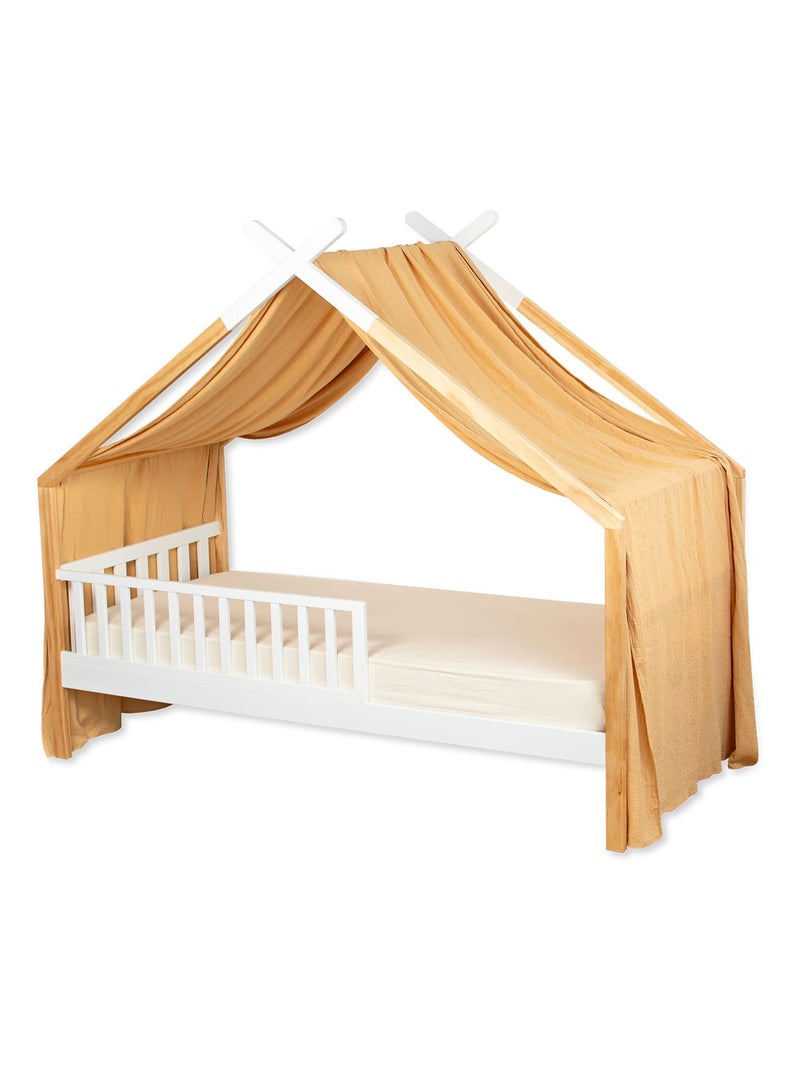 SEVIRA KIDS | Ciel de lit cabane toile en double gaze pois dorés 420 x 130 cm Taupe/Doré - Kiabi
