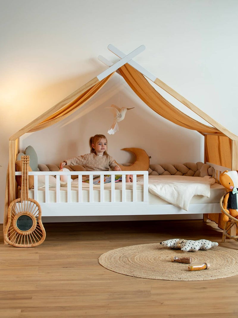 SEVIRA KIDS | Ciel de lit cabane toile en double gaze pois dorés 420 x 130 cm Taupe/Doré - Kiabi