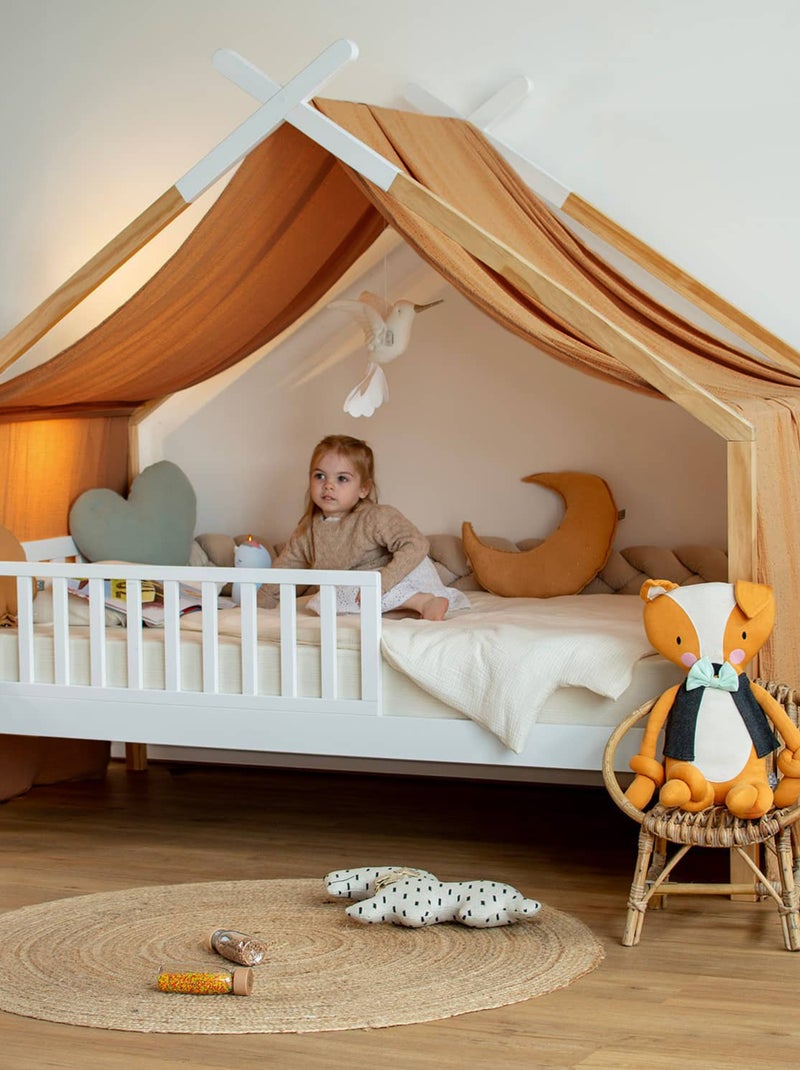 SEVIRA KIDS | Ciel de lit cabane toile en gaze de coton Jeanne 420 x 130 cm Blanc - Kiabi
