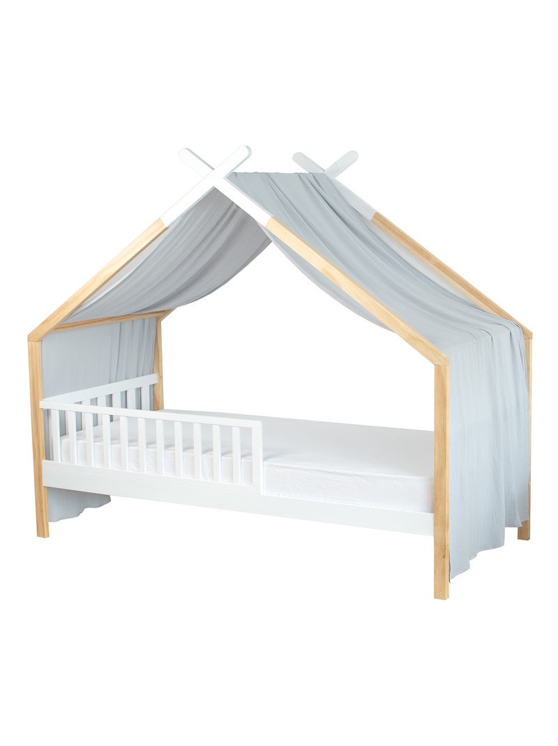 SEVIRA KIDS | Ciel de lit cabane toile en gaze de coton Jeanne 420 x 130 cm Gris - Kiabi
