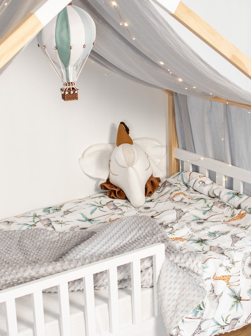 SEVIRA KIDS | Ciel de lit cabane toile en gaze de coton Jeanne 420 x 130 cm Gris - Kiabi