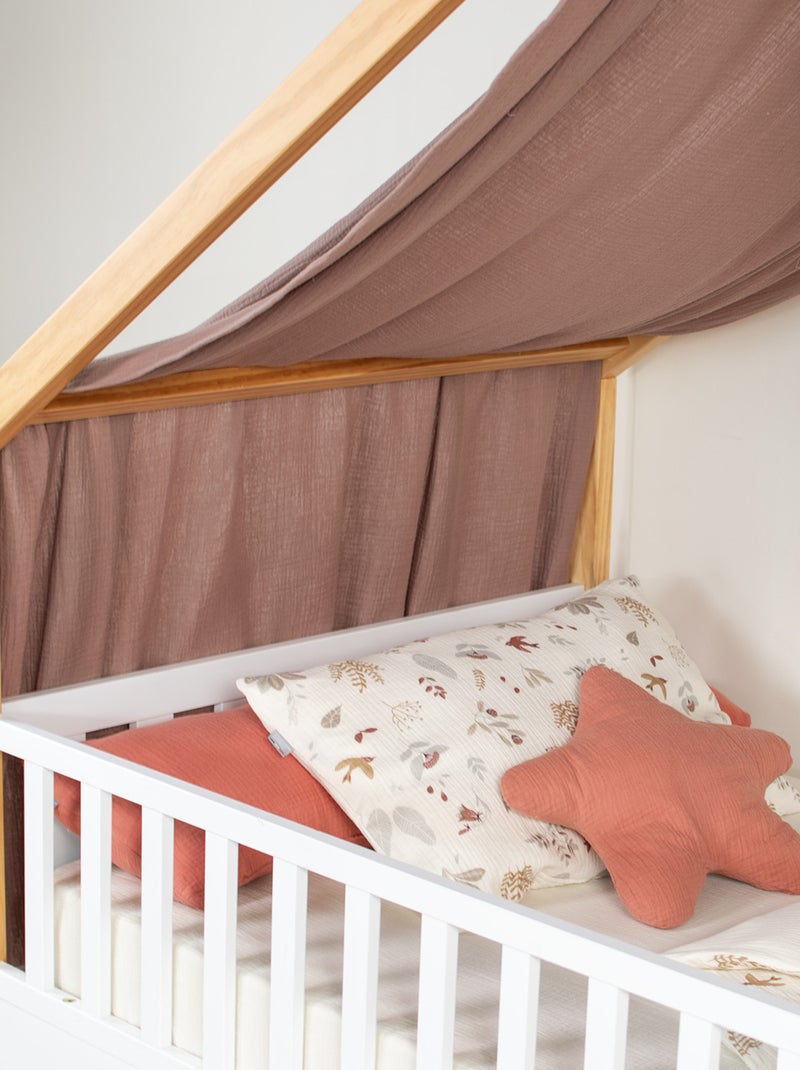SEVIRA KIDS | Ciel de lit cabane toile en gaze de coton Jeanne 420 x 130 cm Marron chocolat - Kiabi