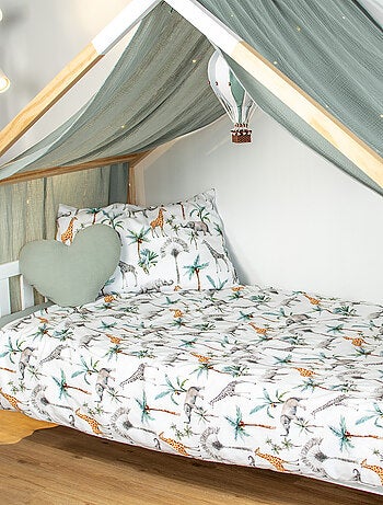 SEVIRA KIDS | Ciel de lit cabane toile en gaze de coton Jeanne 420 x 130 cm