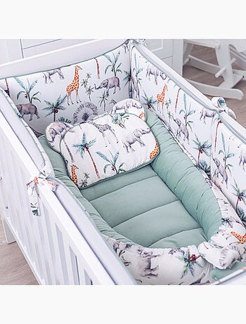 SEVIRA KIDS | Cocon nid bébé matelassé réducteur de lit Safari