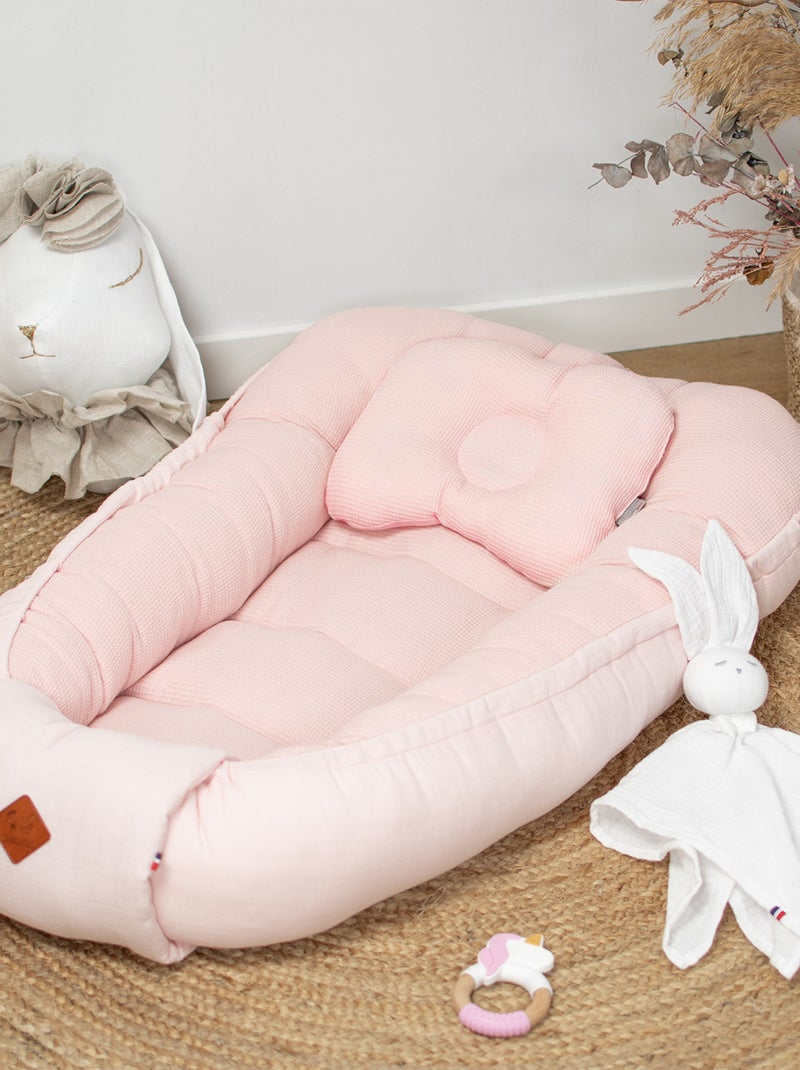 SEVIRA KIDS | Cocon nid réducteur de lit en coton nid d'abeille Rose - Kiabi