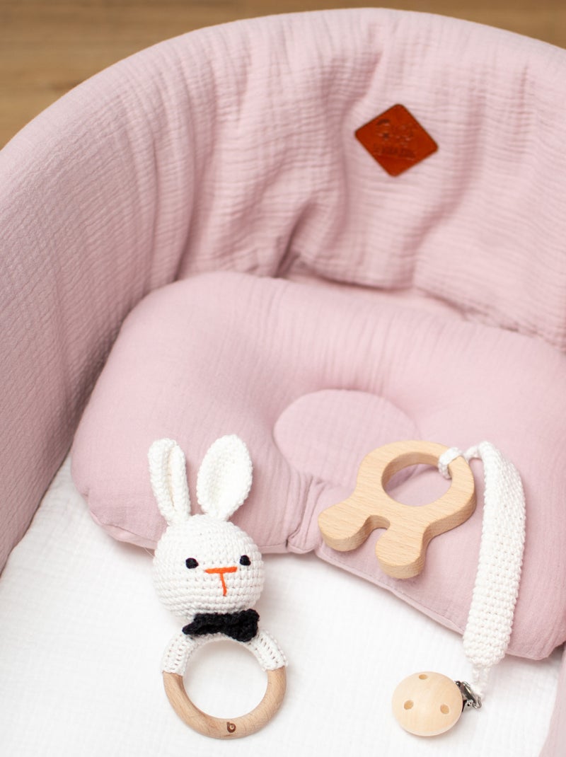 SEVIRA KIDS | Coffret de 3 hochets en coton et bois naturel Blanc - Kiabi