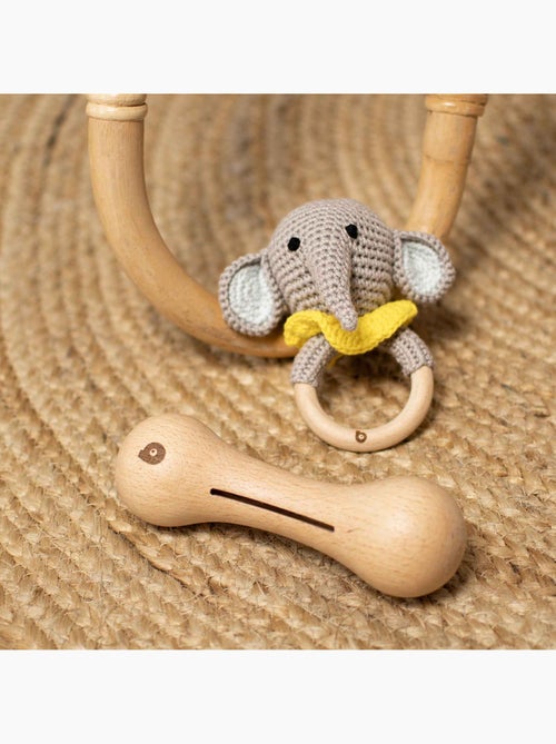 SEVIRA KIDS | Coffret de 3 hochets en coton et bois naturel - Kiabi