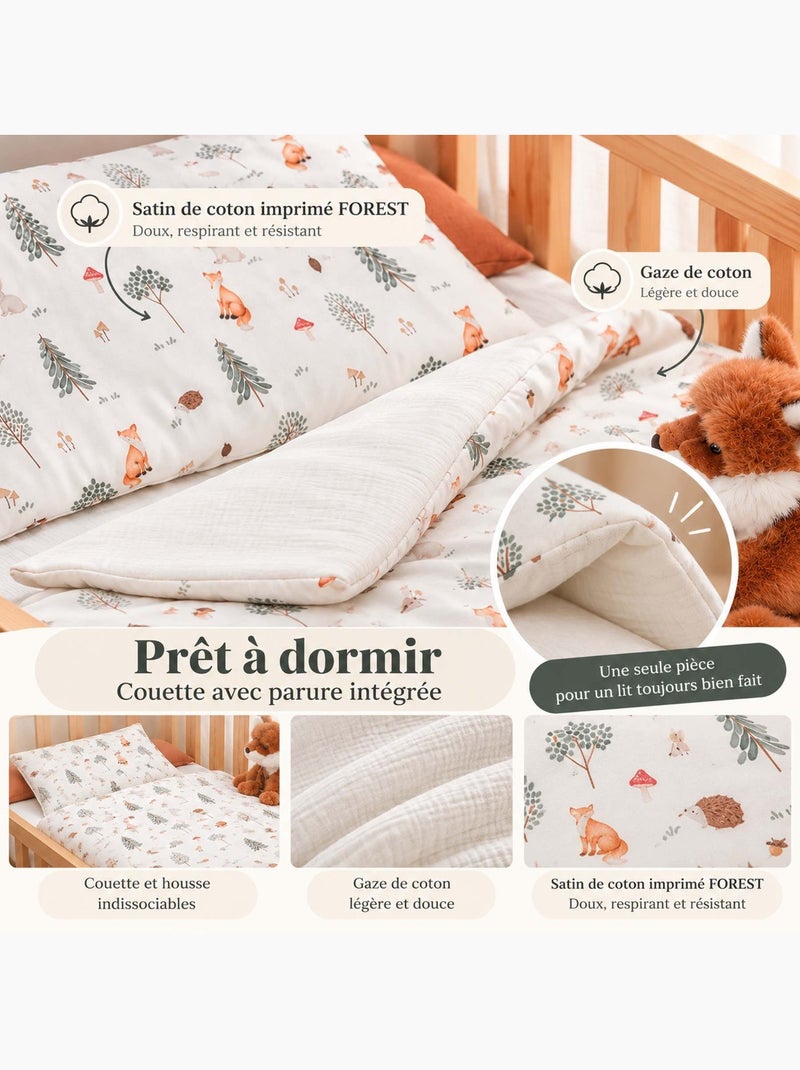 Sevira kids | couette et oreiller enfant prêt à dormir forest Ecru - Kiabi
