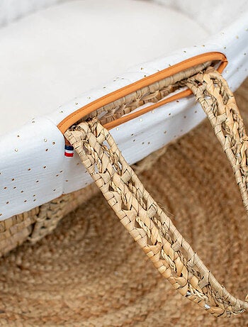 SEVIRA KIDS | Couffin bébé avec Matelas Habillage et Drap Housse Pois Dorés