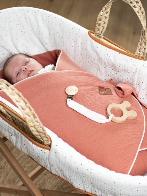 SEVIRA KIDS | Couffin bébé avec Matelas Habillage et Drap Housse Pois Dorés - Kiabi