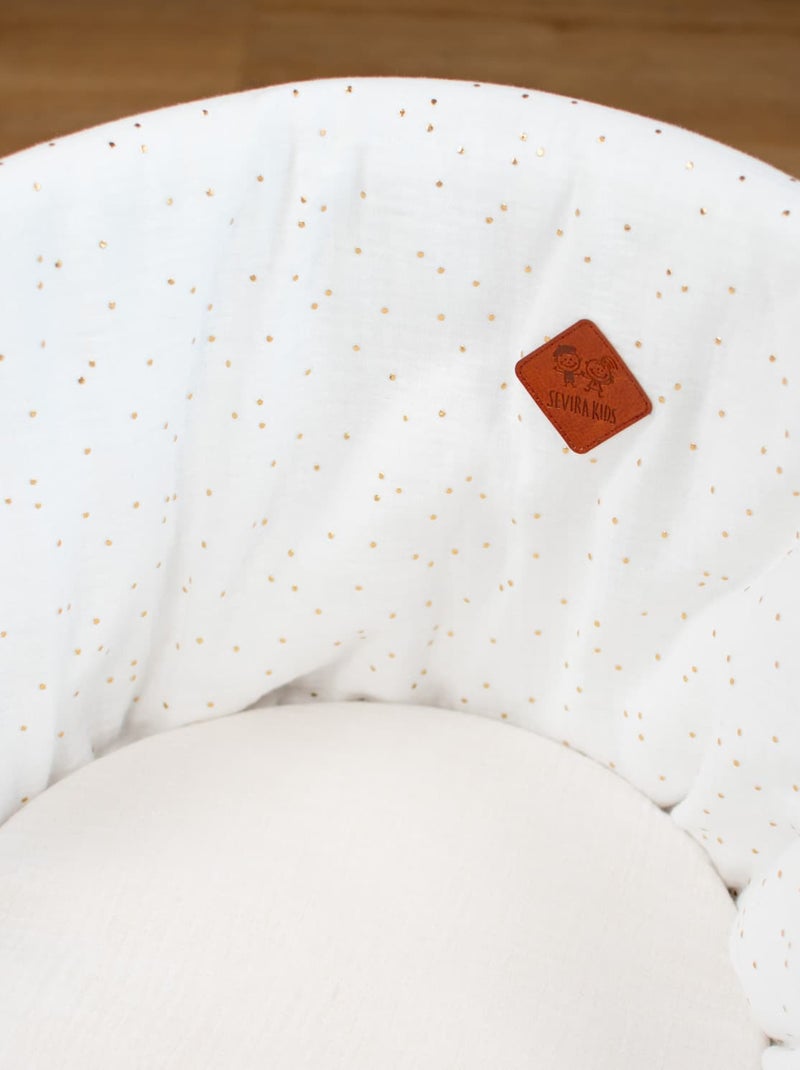 SEVIRA KIDS | Couffin bébé avec Matelas Habillage et Drap Housse Pois Dorés Blanc Doré - Kiabi