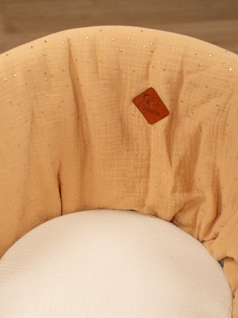 SEVIRA KIDS | Couffin bébé avec Matelas Habillage et Drap Housse Pois Dorés Taupe/Doré - Kiabi