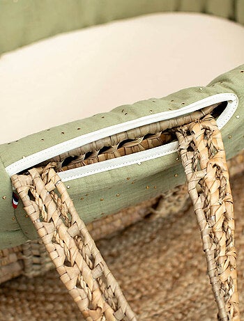 SEVIRA KIDS | Couffin bébé avec Matelas Habillage et Drap Housse Pois Dorés