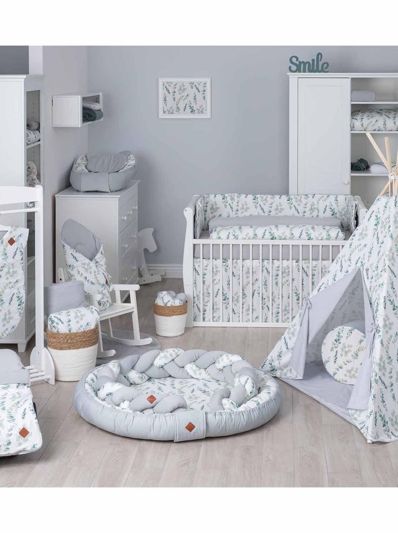 SEVIRA KIDS | Coussin anti-tête plate réversible en velvet Eucalyptus Gris - Kiabi