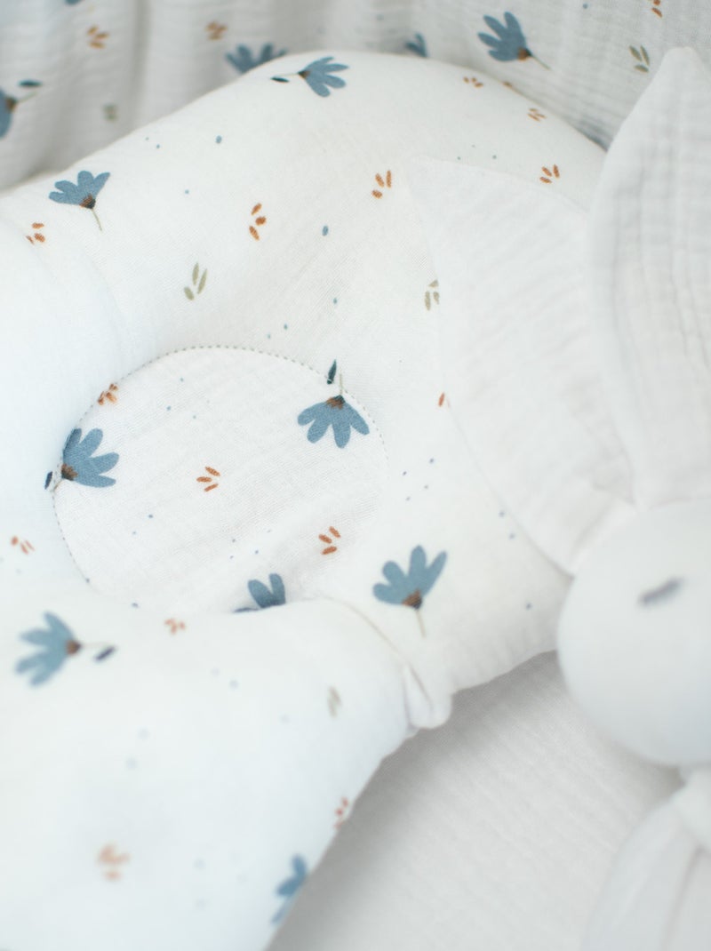SEVIRA KIDS | Coussin cale-tête ergonomique en gaze de coton Bleuet Blanc - Kiabi