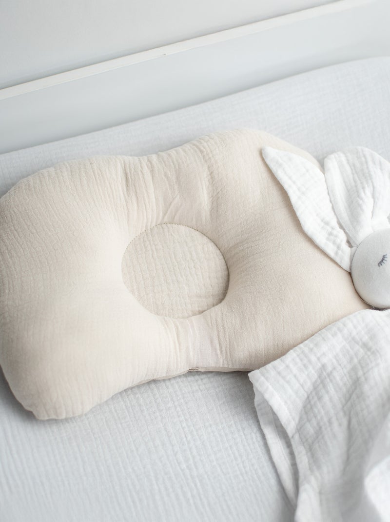 SEVIRA KIDS | Coussin cale-tête ergonomique en gaze de coton Jeanne Beige - Kiabi