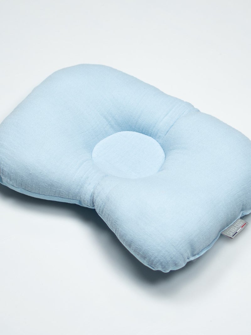 SEVIRA KIDS | Coussin cale-tête ergonomique en gaze de coton Jeanne Bleu - Kiabi