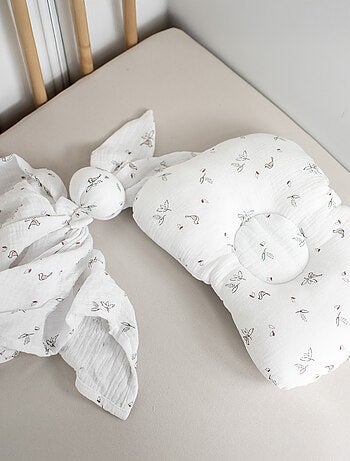 SEVIRA KIDS | Coussin cale-tête ergonomique en gaze de coton Melody