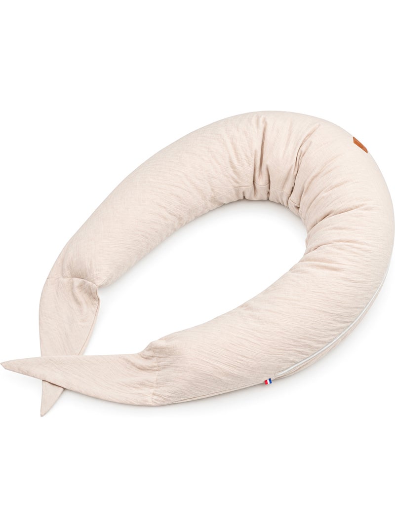 Sevira kids | coussin de grossesse et allaitement déhoussable en gaze de coton Beige - Kiabi