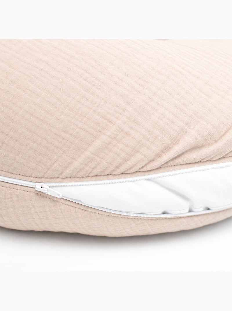 Sevira kids | coussin de grossesse et allaitement déhoussable en gaze de coton Beige - Kiabi