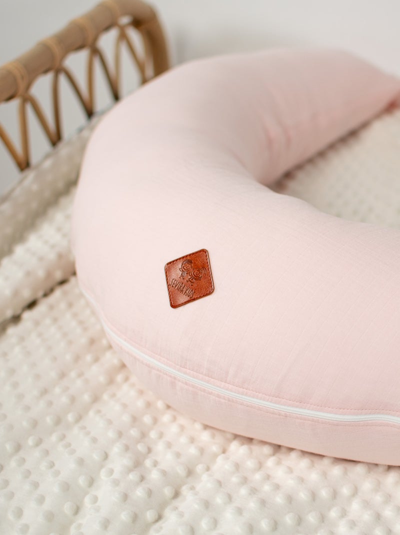 SEVIRA KIDS | Coussin de maternité et d'allaitement + housse en gaze de coton Rose - Kiabi