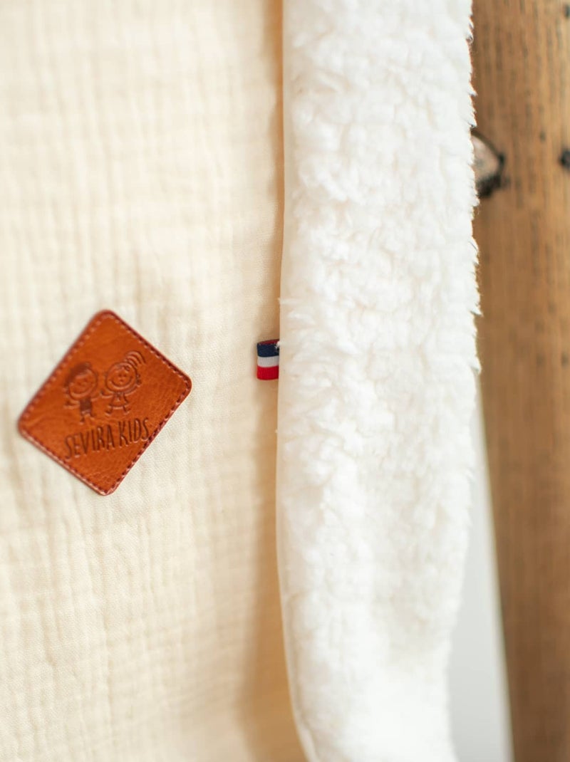SEVIRA KIDS | Couverture en gaze de coton et sherpa Jeanne Ecru - Kiabi