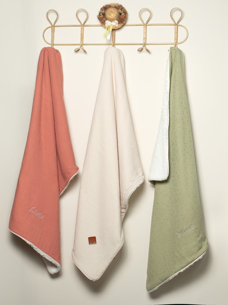 SEVIRA KIDS | Couverture en gaze de coton et sherpa Jeanne Marron - Kiabi