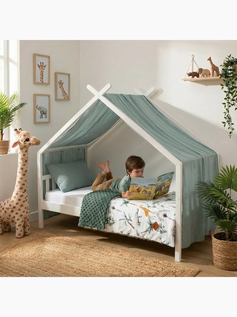 SEVIRA KIDS | Couverture réversible en minky Safari Vert - Kiabi