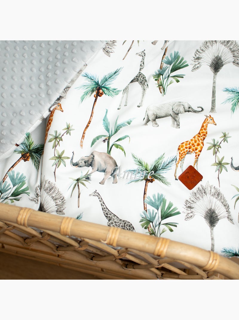 SEVIRA KIDS | Couverture réversible en minky Safari Vert - Kiabi